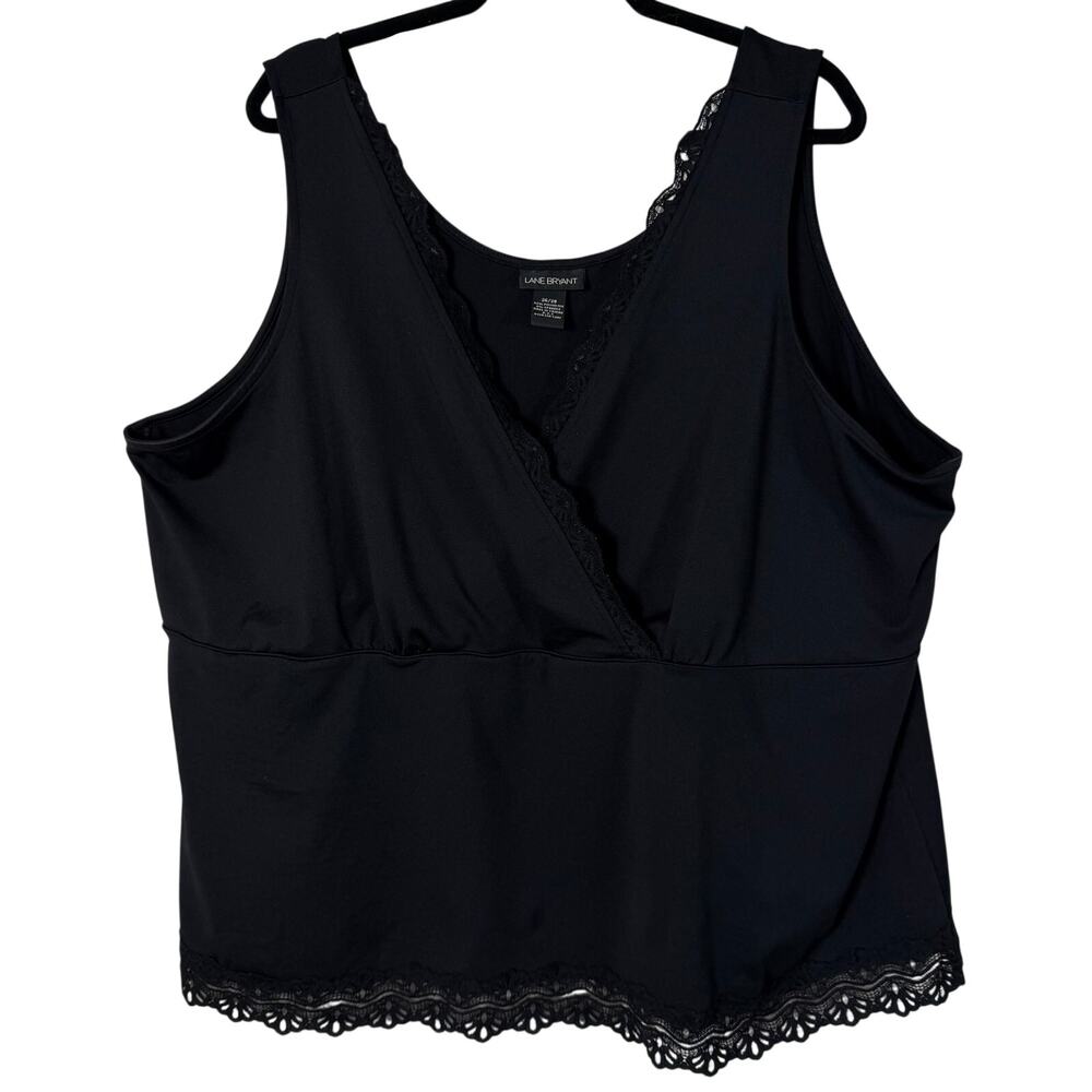 Lane Bryant Black Lace Trim Surplice Tank Top 26/28 Plus Size Y2K7